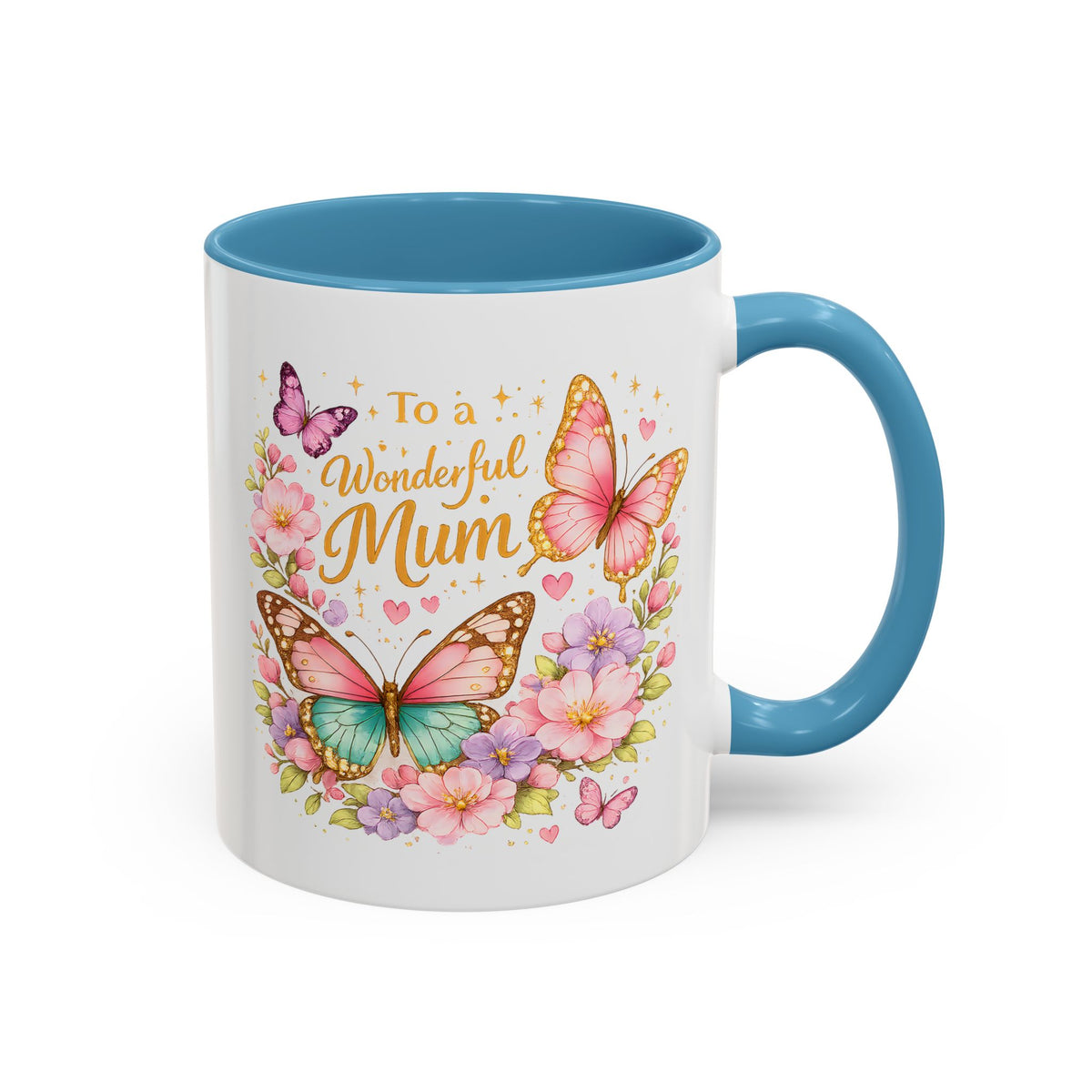 To My Wonderful Mum Butterfly Mug, Floral Mom Coffee Mug, Mother's Day Gift for Mum, Butterfly Coffee Cup, Mom Appreciation Gift