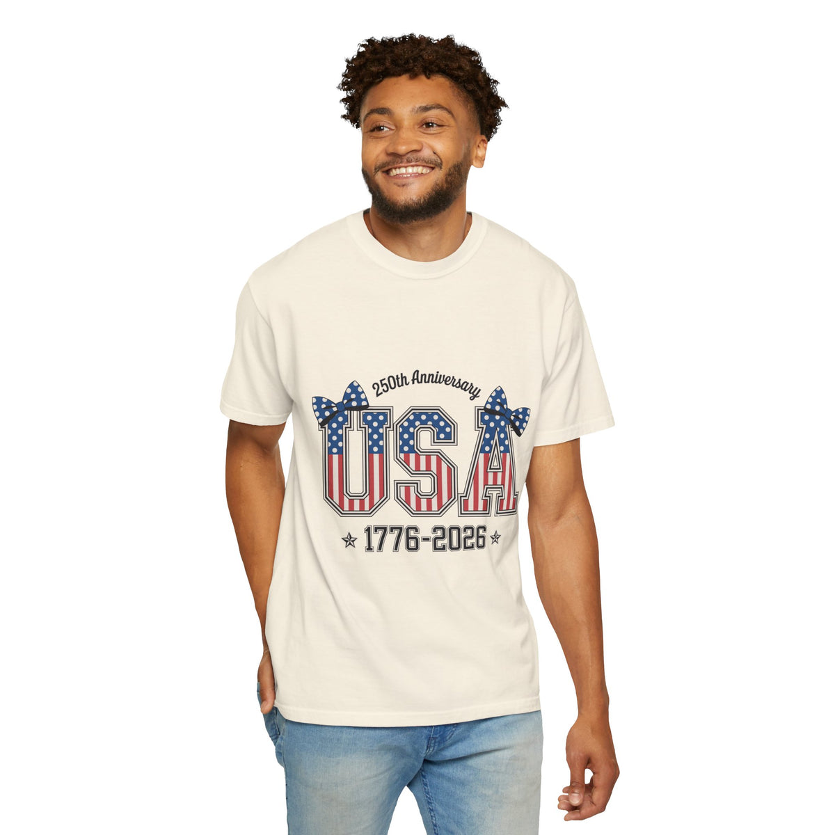 USA 250th Anniversary Comfort Colors Shirt, Patriotic Coquette Bow Tee, America 1776 2026 Graphic Shirt, Fourth of July Gift
