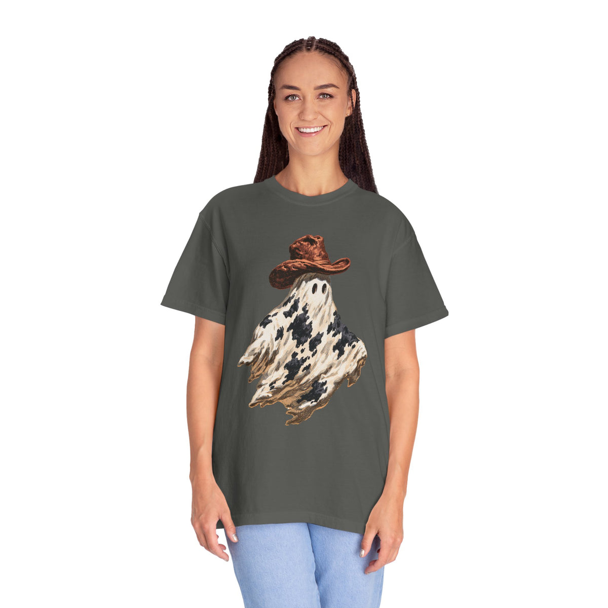 Western Ghost Halloween Shirt, Cowboy Hat Spooky Graphic Tee, Cute Vintage Fall Gift for Cowgirl, Country October Outfit for Women