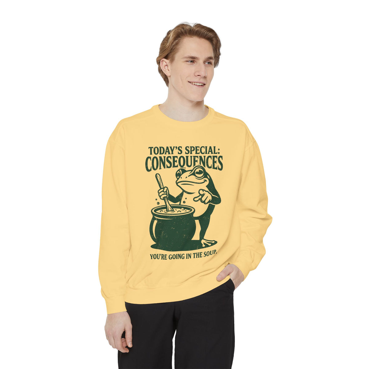 Funny Frog Comfort Colors Sweatshirt, Today's Special Consequences Graphic Crewneck, Sarcastic Meme Sweatshirt Gift