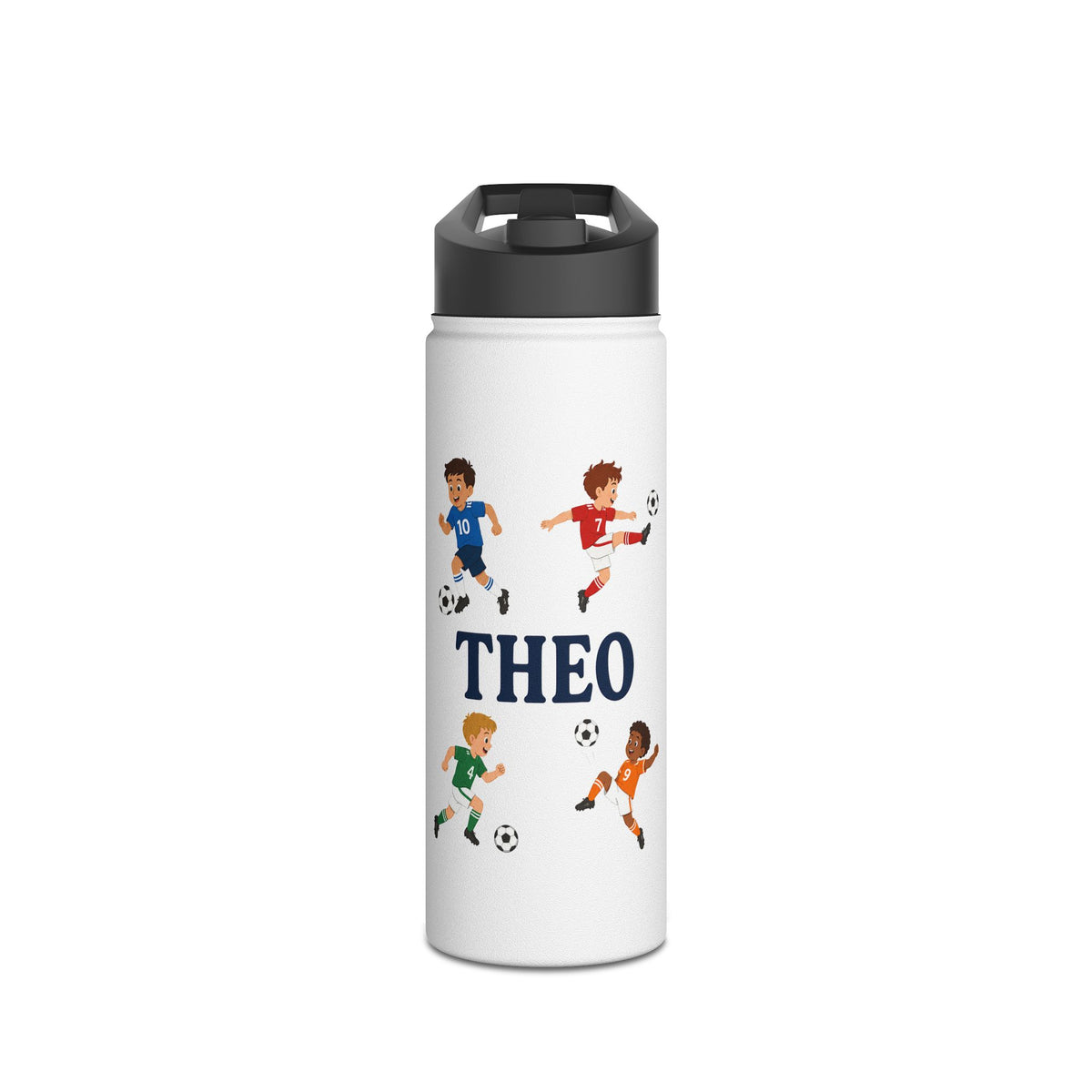 Personalized Soccer Kids Water Bottle, Custom Name Sports Water Bottle for Boys, Soccer Player Water Bottle, Back to School Gift