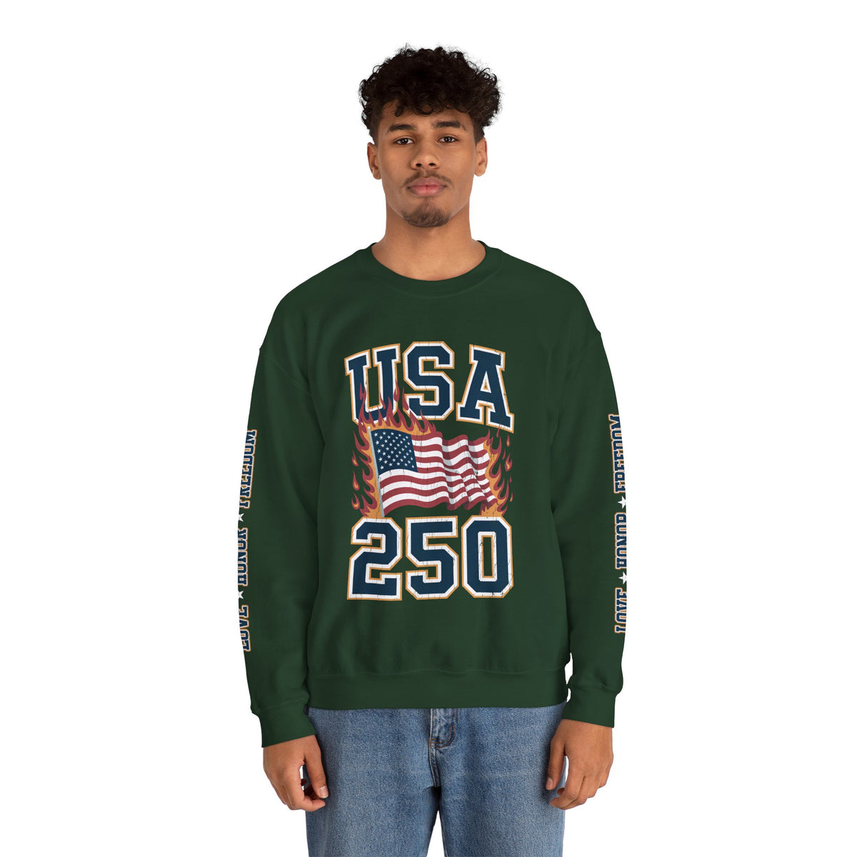 USA 250 Sweatshirt, American Flag Crewneck, Patriotic Pullover, USA 250th Anniversary Gift, Fourth of July Shirt, Americana Top