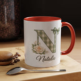 Personalized Monogram Mug with Custom Name, Floral Initial Coffee Mug for Women, Custom Letter Cup, Birthday Gift for Her, Bridesmaid Gift