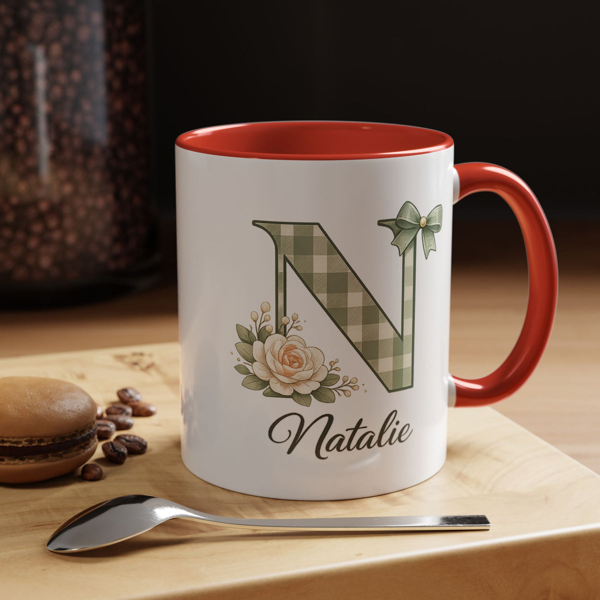 Personalized Monogram Mug with Custom Name, Floral Initial Coffee Mug for Women, Custom Letter Cup, Birthday Gift for Her, Bridesmaid Gift