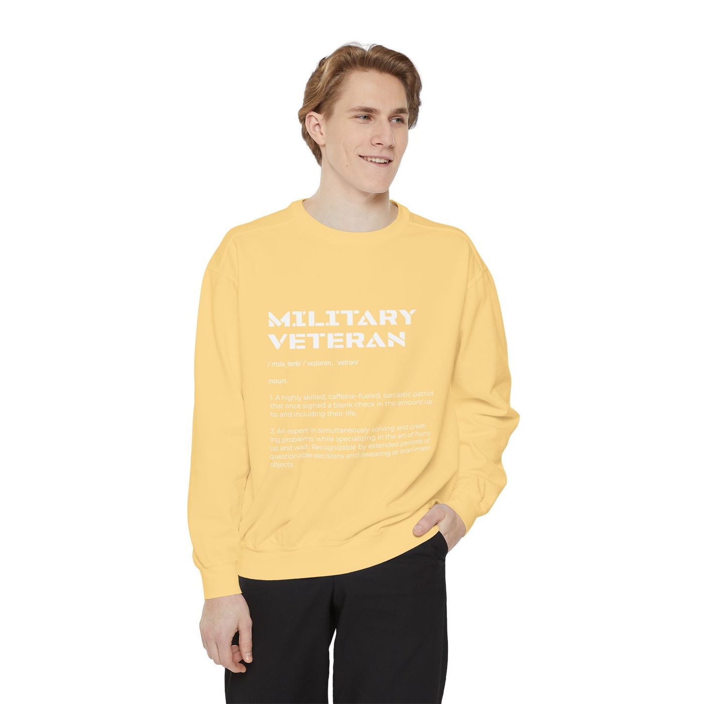 Military Veteran Definition Sweatshirt, Funny Veteran Crewneck, Sarcastic Armed Forces Gift, Retirement Pullover for Proud Service Member