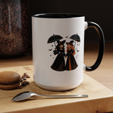 Witch Best Friends Mug, Gothic Halloween Black Accent Coffee Cup, Cute Matching Costume Gift for Bestie, Sister, Girlfriend or Partner