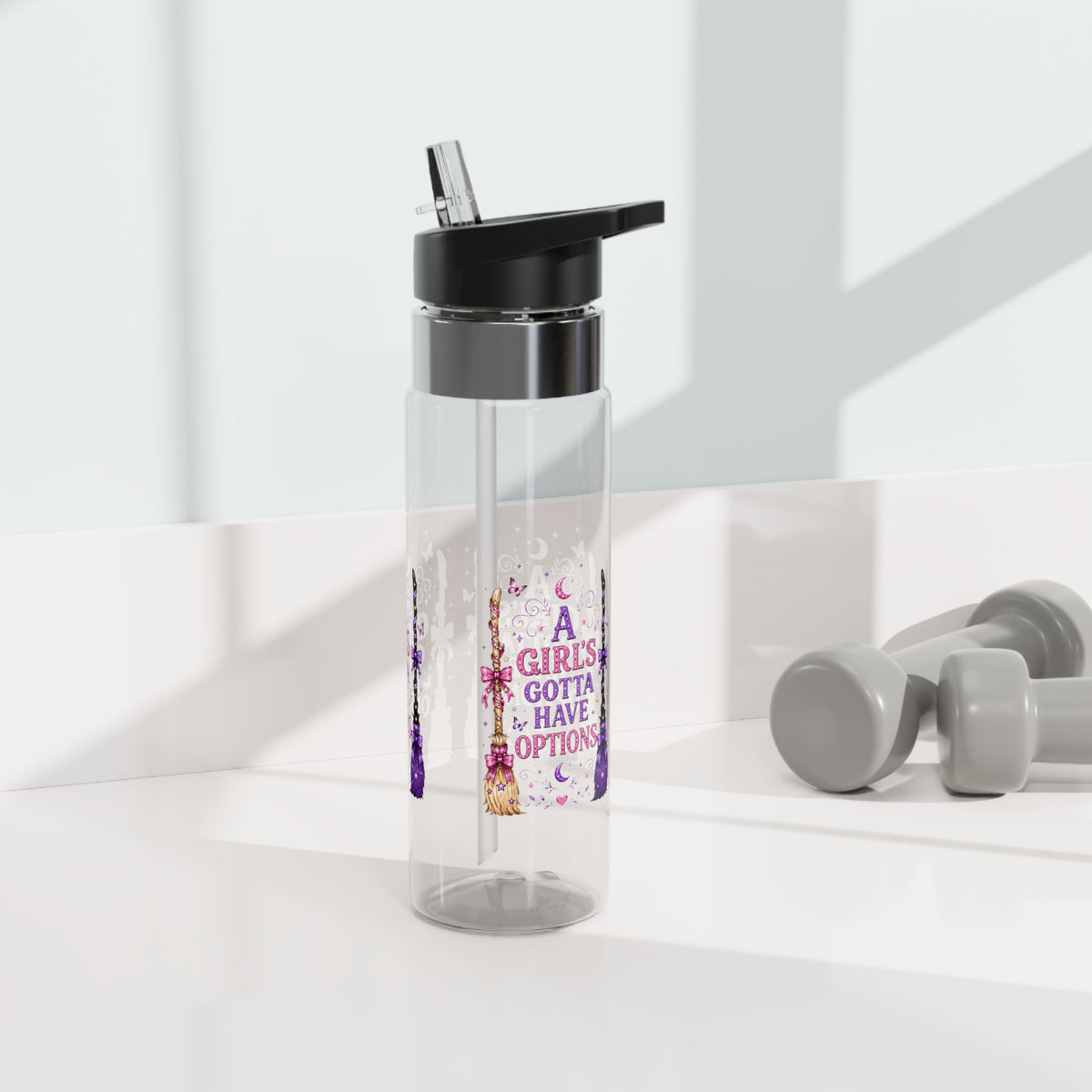 Witchy Water Bottle for Women, Transparent Water Bottle, A Girl's Gotta Have Options, Magical Gift for Her, Cute Witch Drinkware