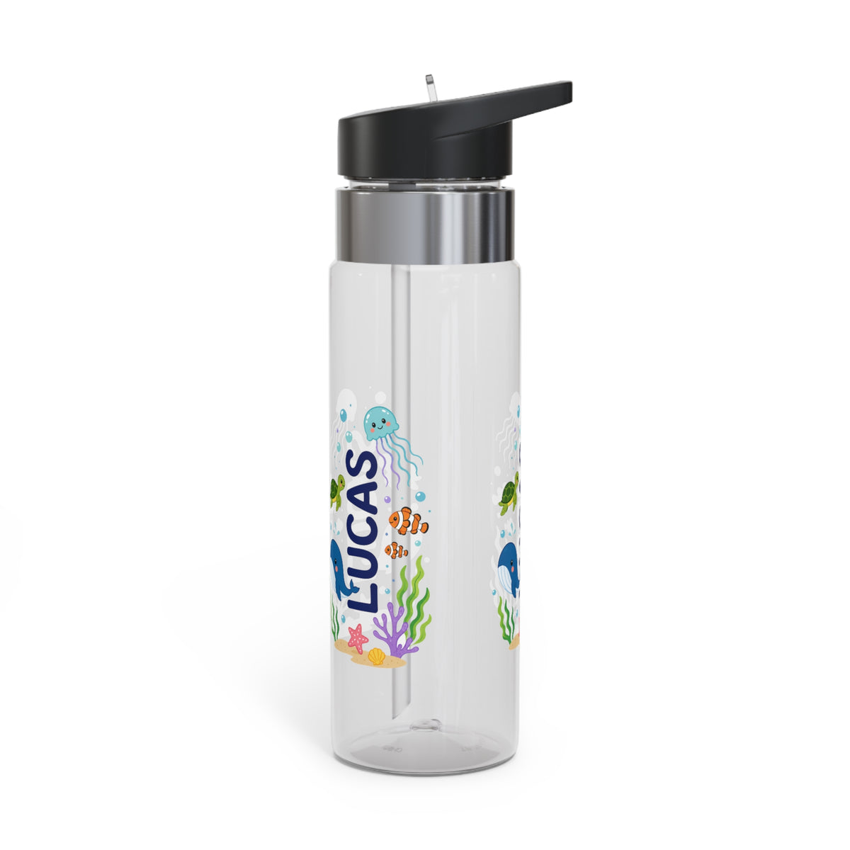 Personalized Transparent Water Bottle for Kids, Ocean Animal Drink Bottle, Under the Sea School Bottle, Back to School Gift