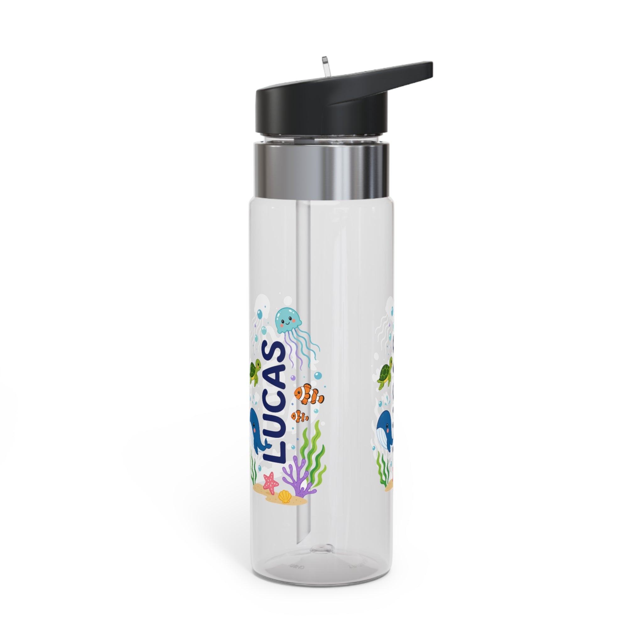 Personalized Transparent Water Bottle for Kids, Ocean Animal Drink Bottle, Under the Sea School Bottle, Back to School Gift