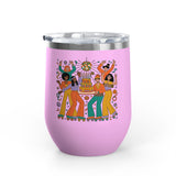 Retro Disco Birthday Wine Tumbler, 70s Roller Skating Party Design, Groovy Drinkware Gift for a Skater Friend Who Loves Vintage Aesthetics