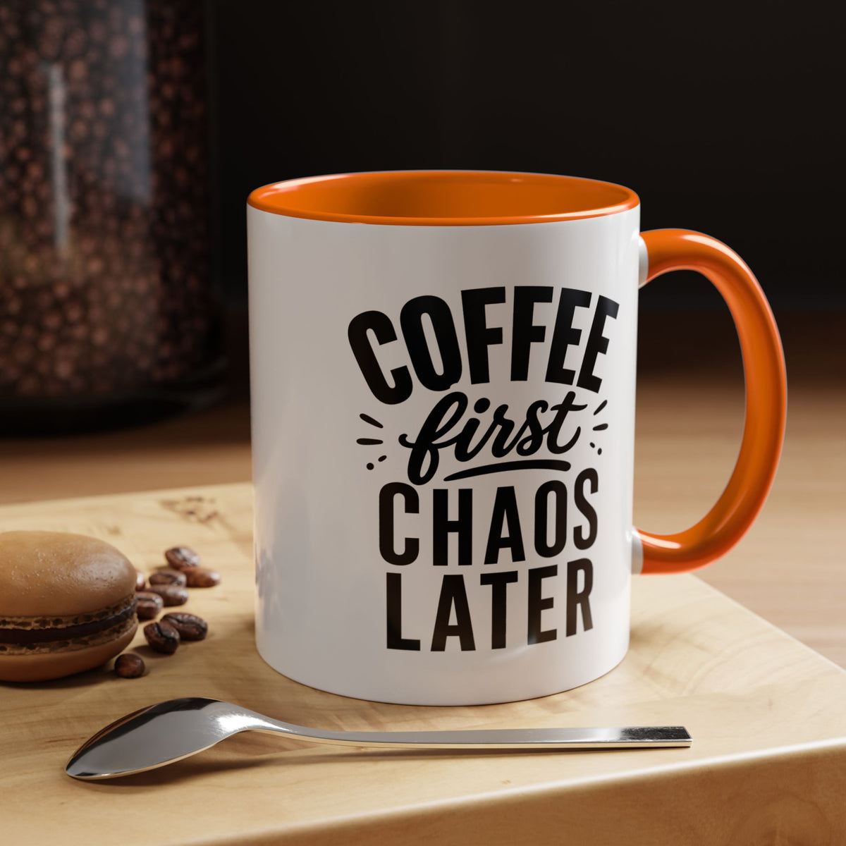 Funny Coffee Lover Mug, Coffee First Chaos Later Mug, Morning Coffee Quote Cup, Caffeine Lover Gift, Office Coffee Mug for Coworkers