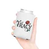 Personalized Wine Can Cooler, Custom Name Beer Can Holder, Floral Rose Drink Sleeve, Custom Gift for Her, Bridesmaid Gift, Birthday Gift