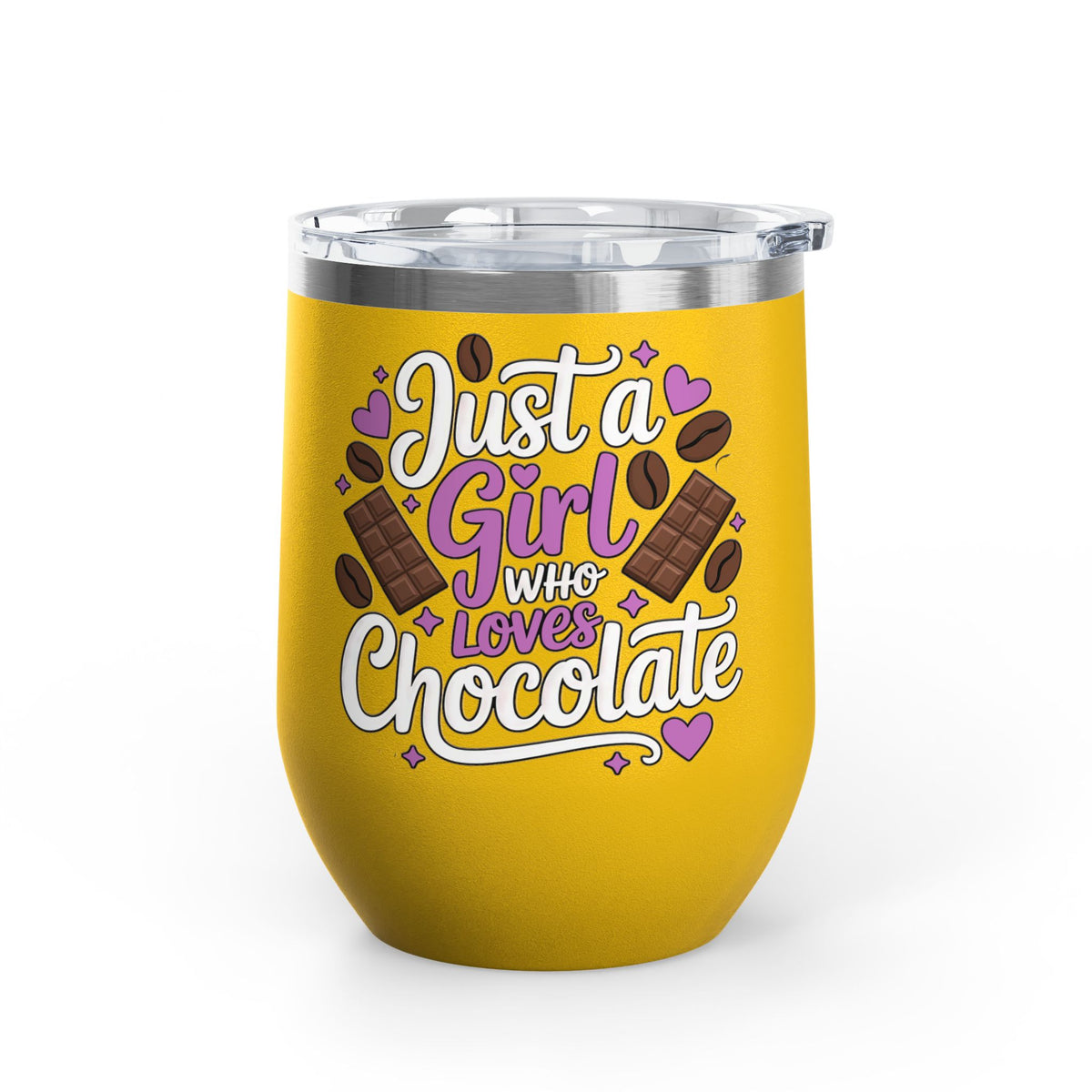 Chocolate Lover Wine Tumbler, Just a Girl Who Loves Chocolate, Cute Sweet Treat Tumbler, Dessert Lover Gift for Her, Coffee Lover Gift