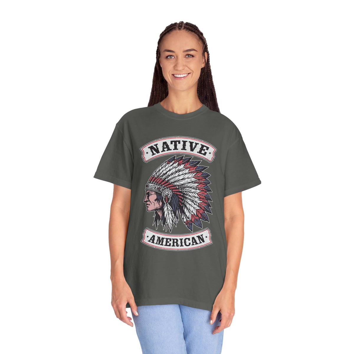 Native American Headdress Shirt, Patriotic USA Graphic Tee, Vintage American Eagle Style, Western Americana Gift, Fourth of July Shirt