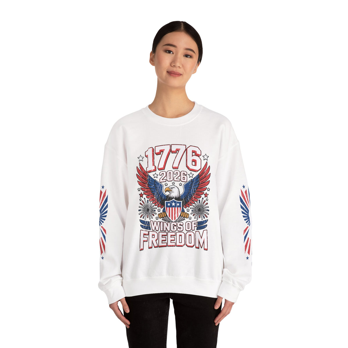 1776 Wings of Freedom Sweatshirt, Patriotic Eagle Pullover, American Flag Crewneck, USA 250th Anniversary Gift, Fourth of July Top