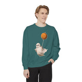Cute Ghost Halloween Sweatshirt, Pumpkin Balloon Pullover, Vintage Spooky Season Gift for Women, Cozy October Fall Outfit for Ghost Loversv