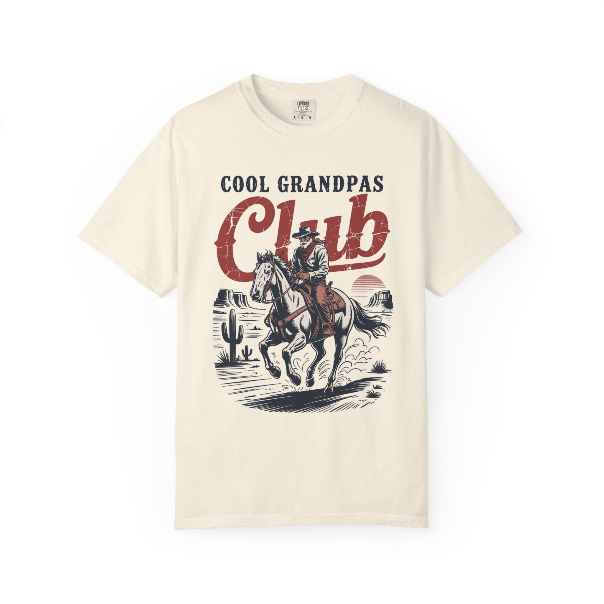 Cool Grandpas Club Shirt with Cowboy Grandpa Riding Horse, Funny Western Grandpa Tee, Rustic Grandfather Gift for Fathers Day