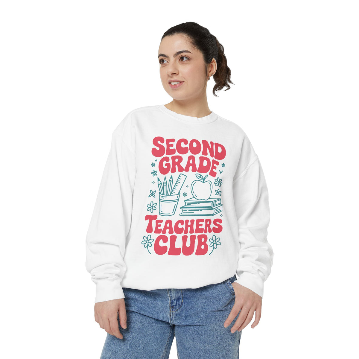 Second Grade Teachers Club Sweatshirt, Retro Teacher Crewneck, 2nd Grade Team Shirt, Back to School Outfit, Educator Appreciation Gift