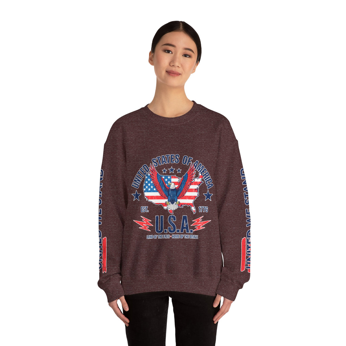 United We Stand Sweatshirt, American Eagle USA Pullover, Patriotic Flag Top, Vintage Americana Clothing, Fourth of July Gift for Women
