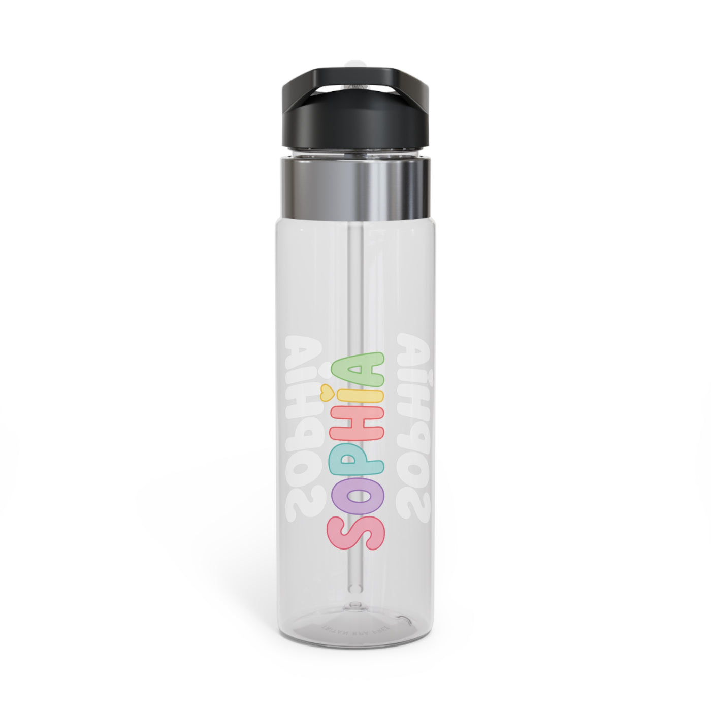 Personalized Transparent Water Bottle for Girls, Cute Name Drink Bottle, Colorful School Water Bottle, Back to School Gift