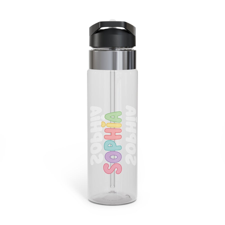 Personalized Transparent Water Bottle for Girls, Cute Name Drink Bottle, Colorful School Water Bottle, Back to School Gift