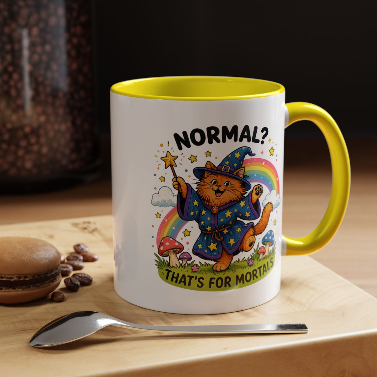 Funny Wizard Cat Mug, Normal That's For Mortals Coffee Mug, Magical Cat Lover Gift, Fantasy Wizard Kitty Mug for Book Lovers