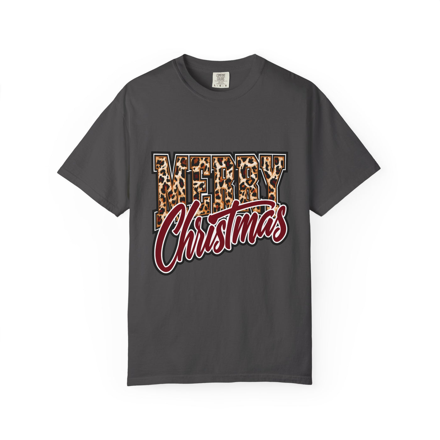 Merry Christmas Leopard Print Shirt, Trendy Holiday T-Shirt, Cheetah Lettering Xmas Tee, Festive Gift for Women, Mom, Teacher or Friend