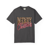 Merry Christmas Leopard Print Shirt, Trendy Holiday T-Shirt, Cheetah Lettering Xmas Tee, Festive Gift for Women, Mom, Teacher or Friend