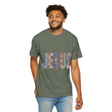 Jesus Patchwork Graphic Tee, Floral Christian Shirt, Cute Faith Based T Shirt, Vintage Coquette Religious Shirt