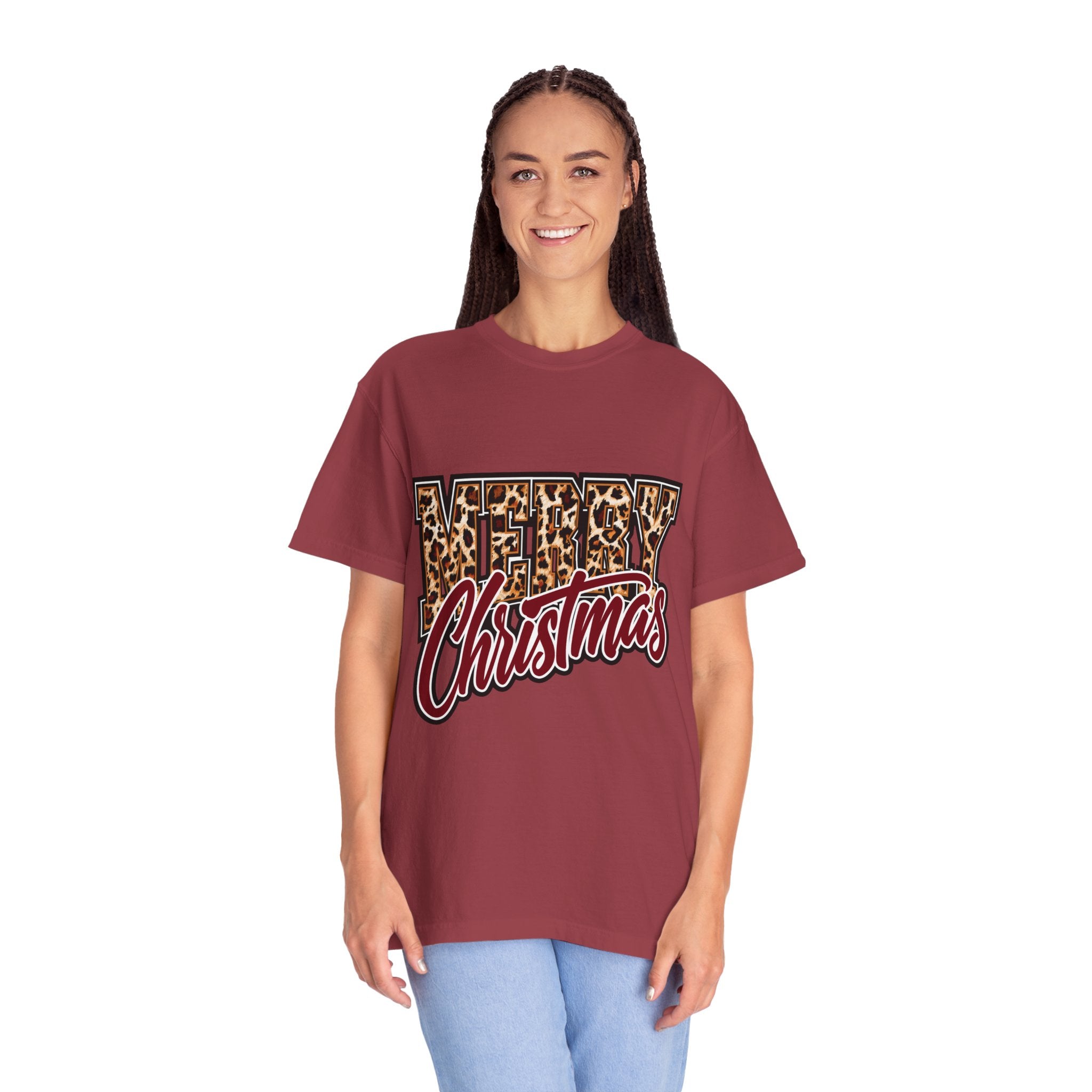 Merry Christmas Leopard Print Shirt, Trendy Holiday T-Shirt, Cheetah Lettering Xmas Tee, Festive Gift for Women, Mom, Teacher or Friend