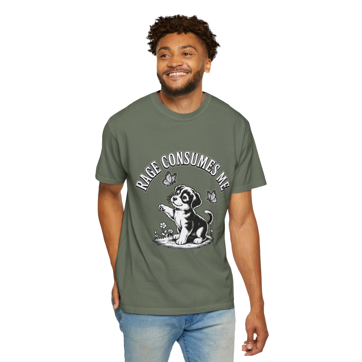 Funny Dog Lover Comfort Shirt, Rage Consumes Me Puppy Graphic Tee, Cute Sarcastic Dog Tshirt for Pet Owners and Introverts