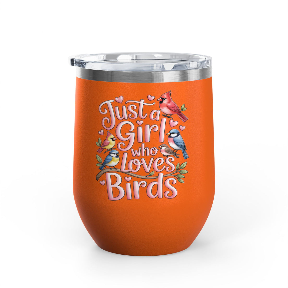 Bird Lover Wine Tumbler, Just a Girl Who Loves Birds, Cute Birdwatching Drink Tumbler, Nature Lover Gift for Her, Birdwatcher Gift, Nature