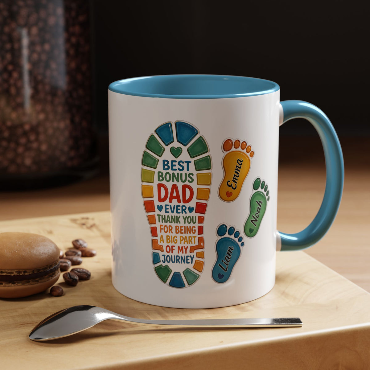 Personalized Bonus Dad Mug, Custom Stepdad Coffee Mug with Kids Names, Father's Day Gift for Bonus Father, Family Appreciation Cup