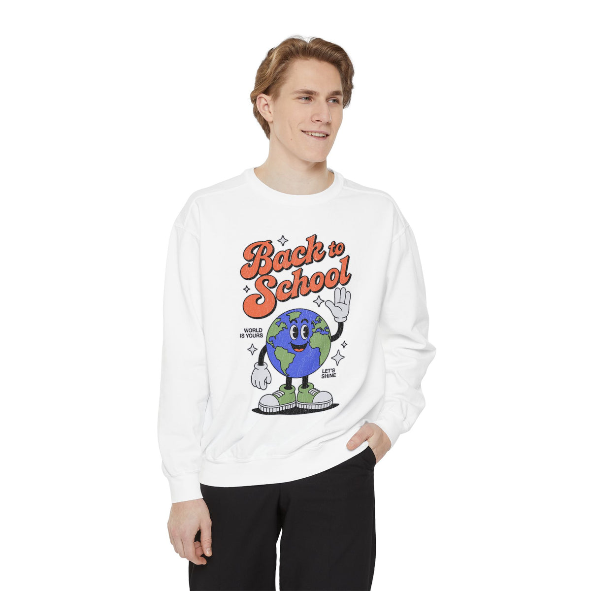 Back to School Earth Sweatshirt, Retro Globe Graphic Pullover, Teacher First Day Outfit, Student Gift, Classroom Crewneck, Educator Gift