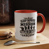 Funny Military Coffee Mug, Sleep Deprived and Mission Fueled Cup, Sarcastic Soldier Gift, Veteran Birthday Present, Tactical Humor