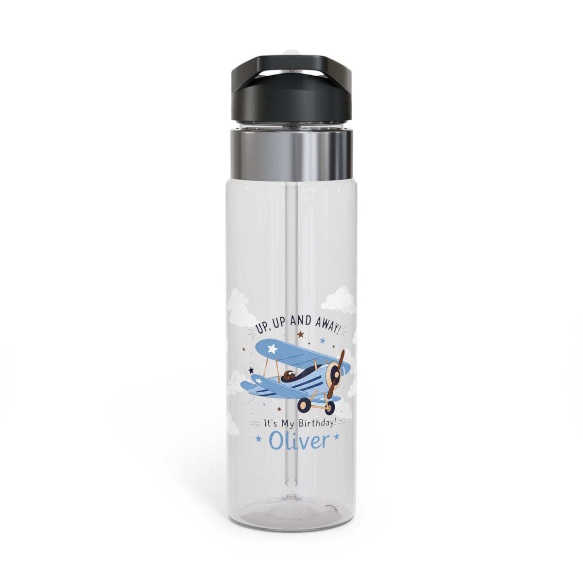 Personalized Airplane Kids Water Bottle, Pilot Birthday Gift for Boys, Aviation Theme Bottle, Travel Party Favor, School Hydration Gift