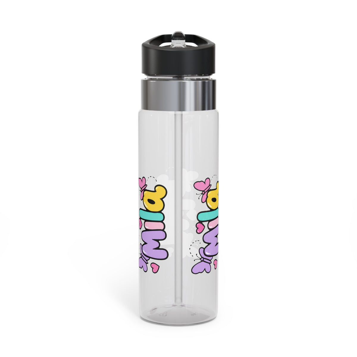 Personalized Butterfly Water Bottle, Custom Name Drink Bottle for Girls, Pastel Kids School Bottle, Cute Birthday Gift for Her