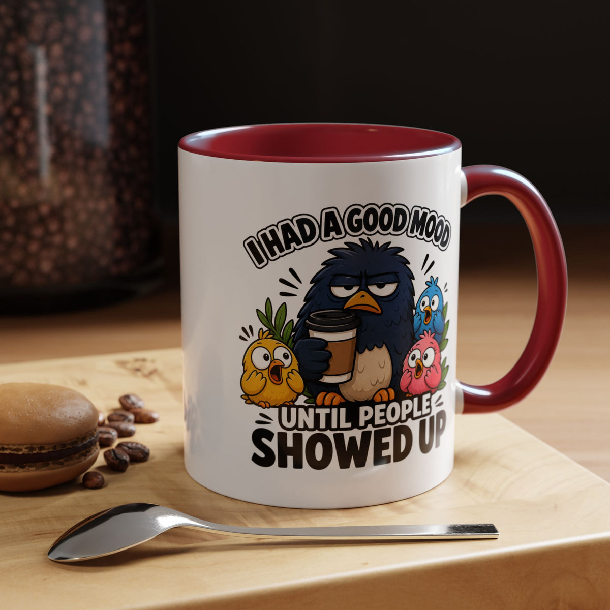 Funny Introvert Bird Coffee Mug, Grumpy Bird Coffee Mug, I Had a Good Mood Until People Showed Up Mug, Coworker Gift, Office Humor Mug