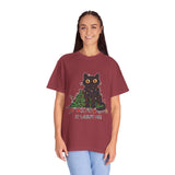 It Wasn't Me Black Cat Christmas Shirt, Funny Holiday T-Shirt, Mischievous Kitty Lights Tee, Gift for Cat Mom, Cat Dad, Christmas Party Top