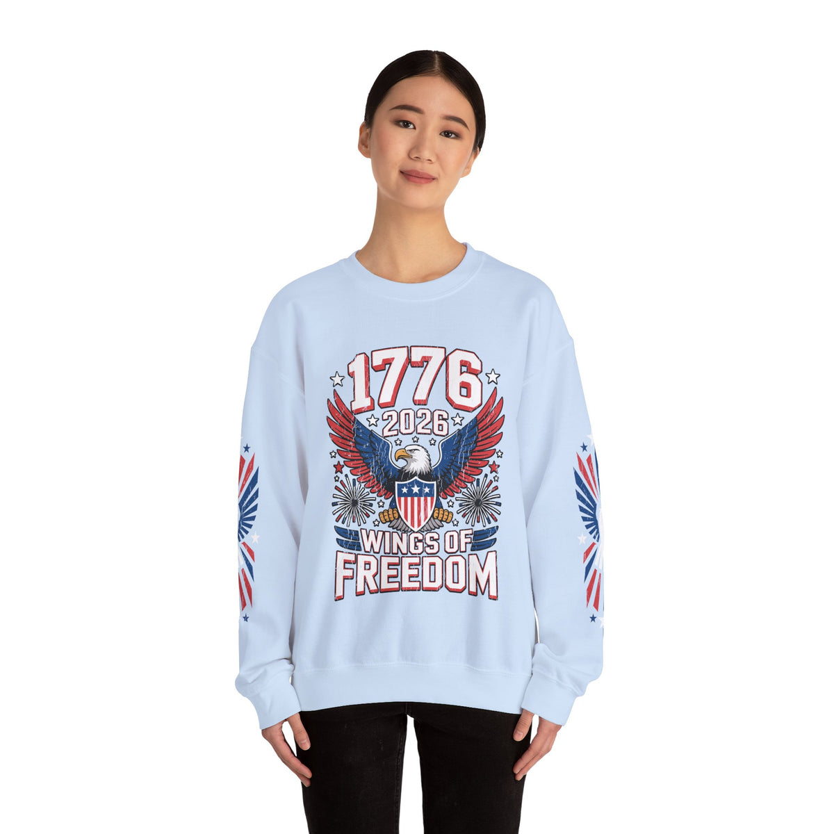 1776 Wings of Freedom Sweatshirt, Patriotic Eagle Pullover, American Flag Crewneck, USA 250th Anniversary Gift, Fourth of July Top