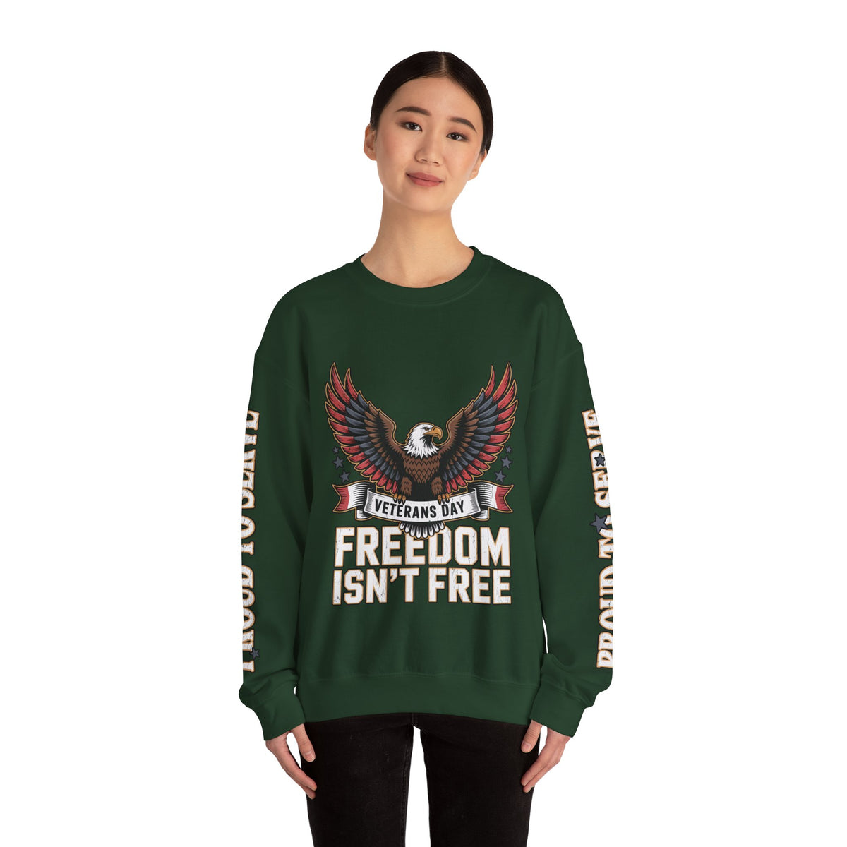 Veterans Day Sweatshirt, Freedom Isn't Free Eagle Pullover, Patriotic Military Top, Veteran Gift, American Pride, USA Clothing