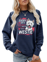 West Highland White Stem Love Printed Round Neck Velvet Hoodie