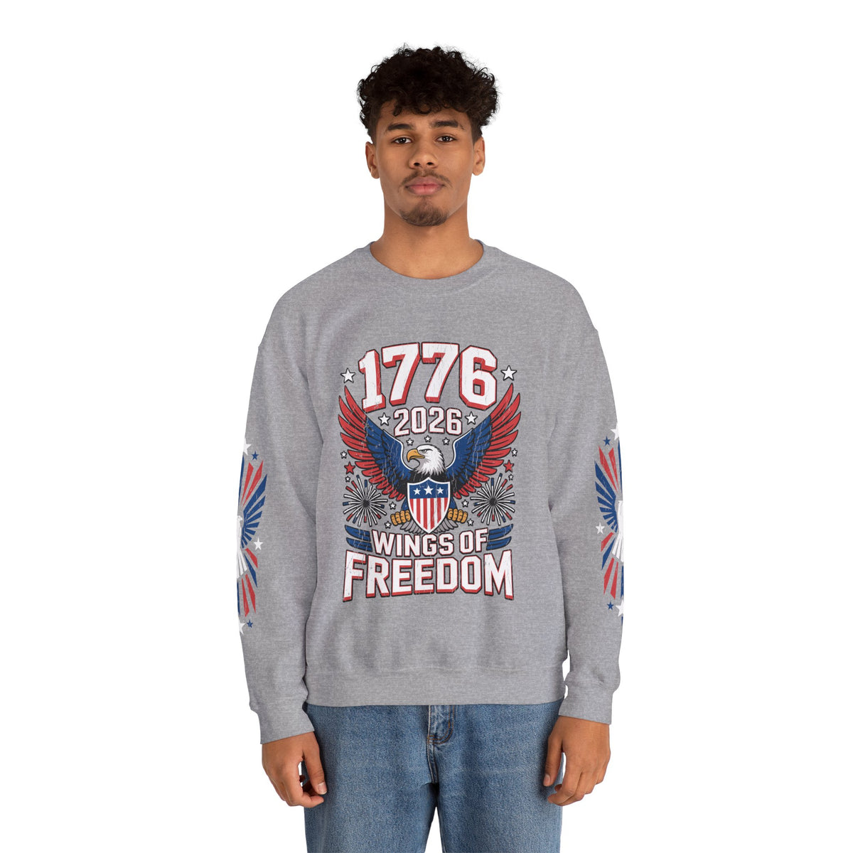 1776 Wings of Freedom Sweatshirt, Patriotic Eagle Pullover, American Flag Crewneck, USA 250th Anniversary Gift, Fourth of July Top
