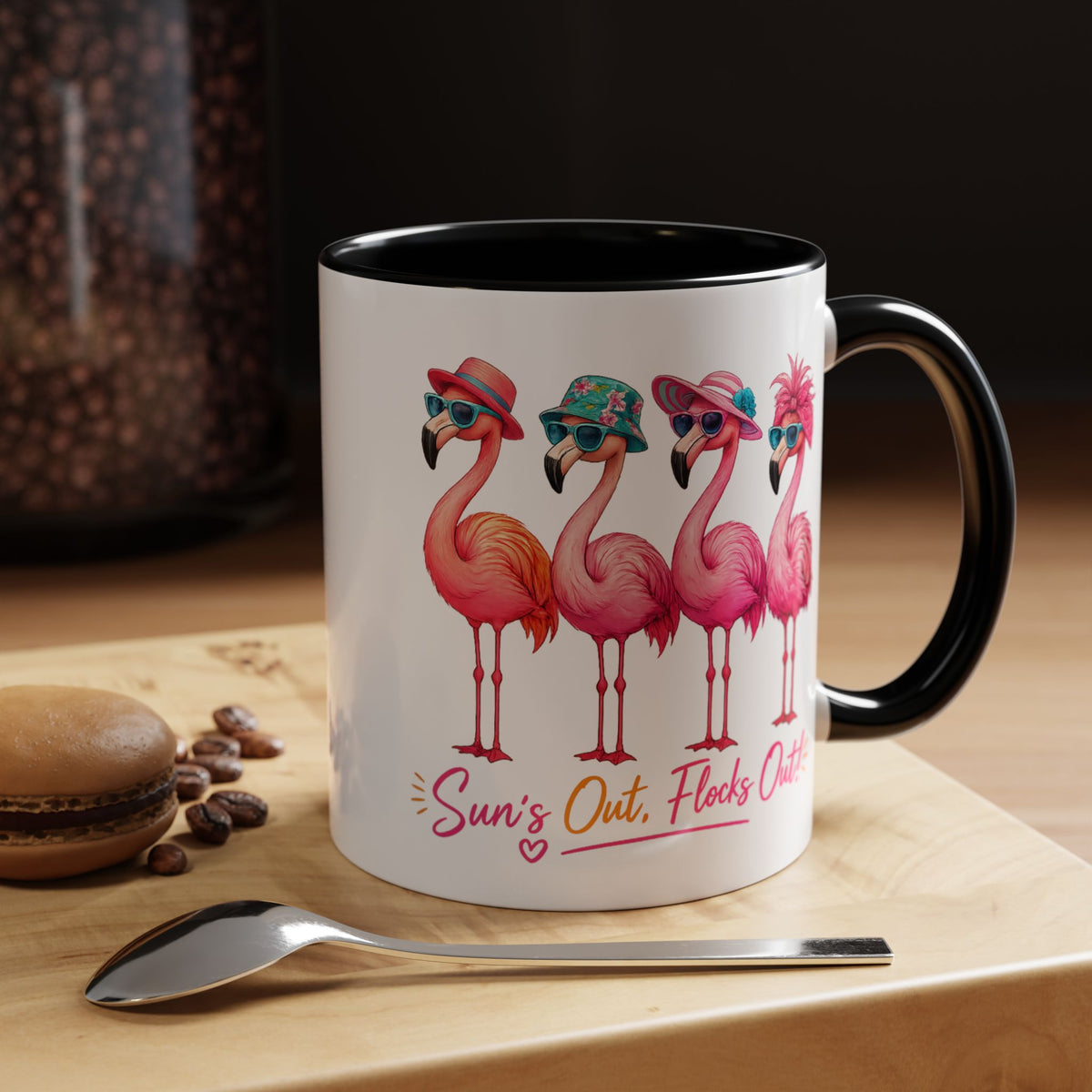 Funny Flamingo Coffee Mug, Sun's Out Flocks Out Mug, Pink Flamingo Summer Cup, Beach Lover Gift, Tropical Vacation Coffee Mug
