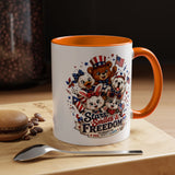 Cute Patriotic Animal Coffee Mug, Fourth of July Mug for Kids and Families, Stars Smiles and Freedom Cup, Independence Day Gift