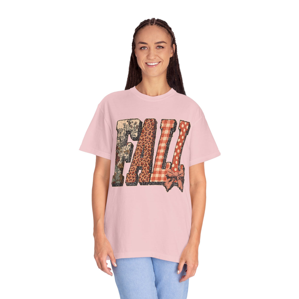 Patchwork Fall Shirt, Floral Leopard Plaid Autumn Graphic Tee, Coquette Bow Seasonal Gift for Women, Cozy Thanksgiving Outfit for Her