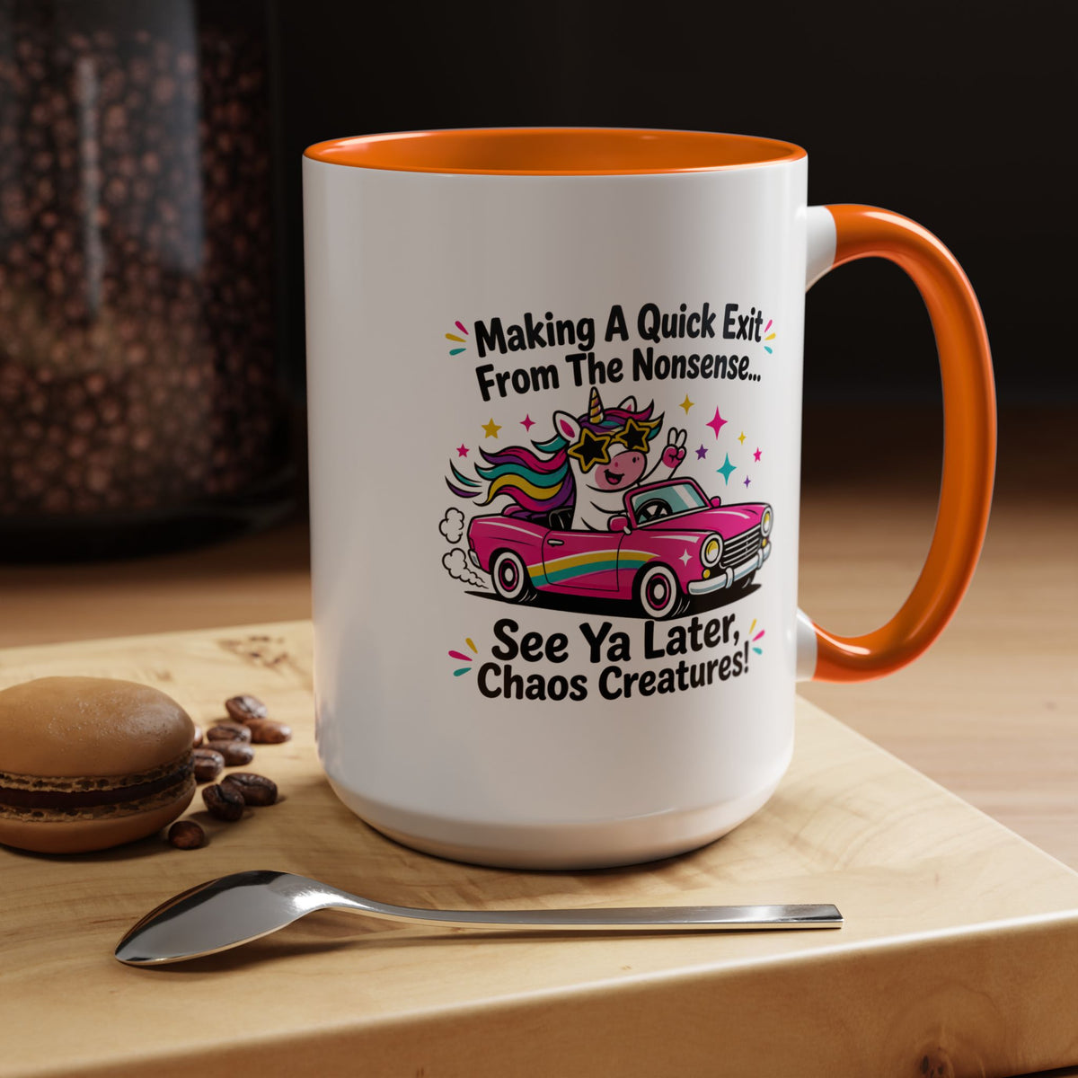 Funny Unicorn Coffee Mug, Making My Quiet Exit From The Nonsense Mug, Sarcastic Unicorn Gift, Chaos Creature Coffee Cup, Funny Coworker Mug