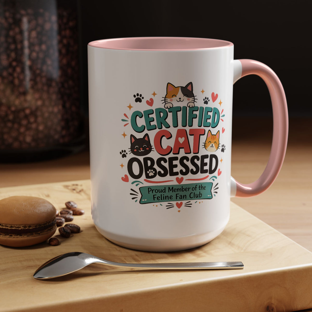 Cat Lover Coffee Mug, Certified Cat Obsessed Mug, Funny Cat Mom Gift, Cute Feline Fan Club Cup, Cat Owner Present for Pet Lovers