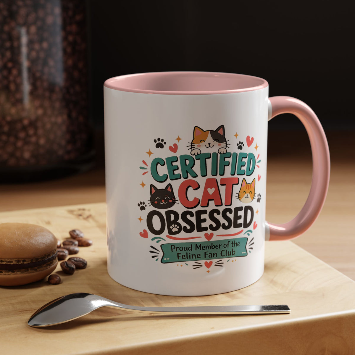Cat Lover Coffee Mug, Certified Cat Obsessed Mug, Funny Cat Mom Gift, Cute Feline Fan Club Cup, Cat Owner Present for Pet Lovers