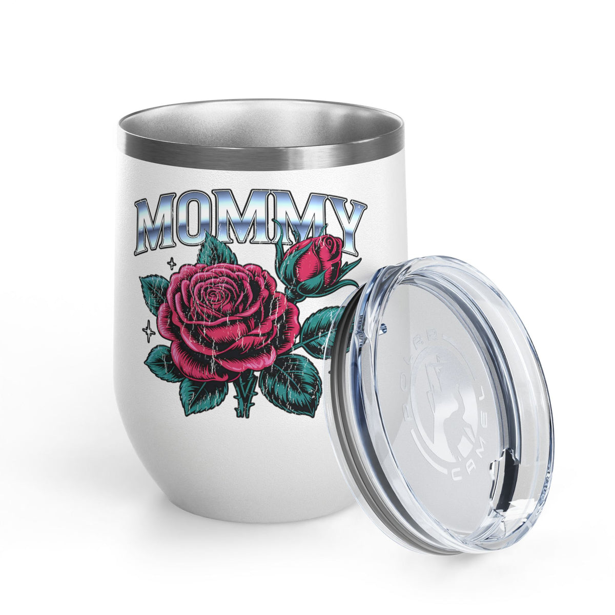 Mommy Rose Wine Tumbler, Pink Floral Cup, Mother's Day Gift for Mom, Birthday Present for Mama and Floral Lovers
